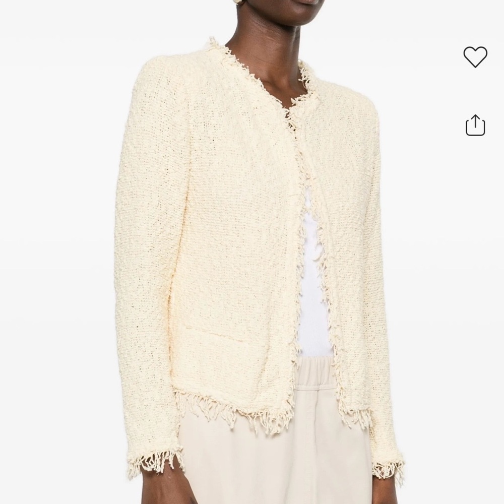 IRO Cream Fringed Bouclé Blazer